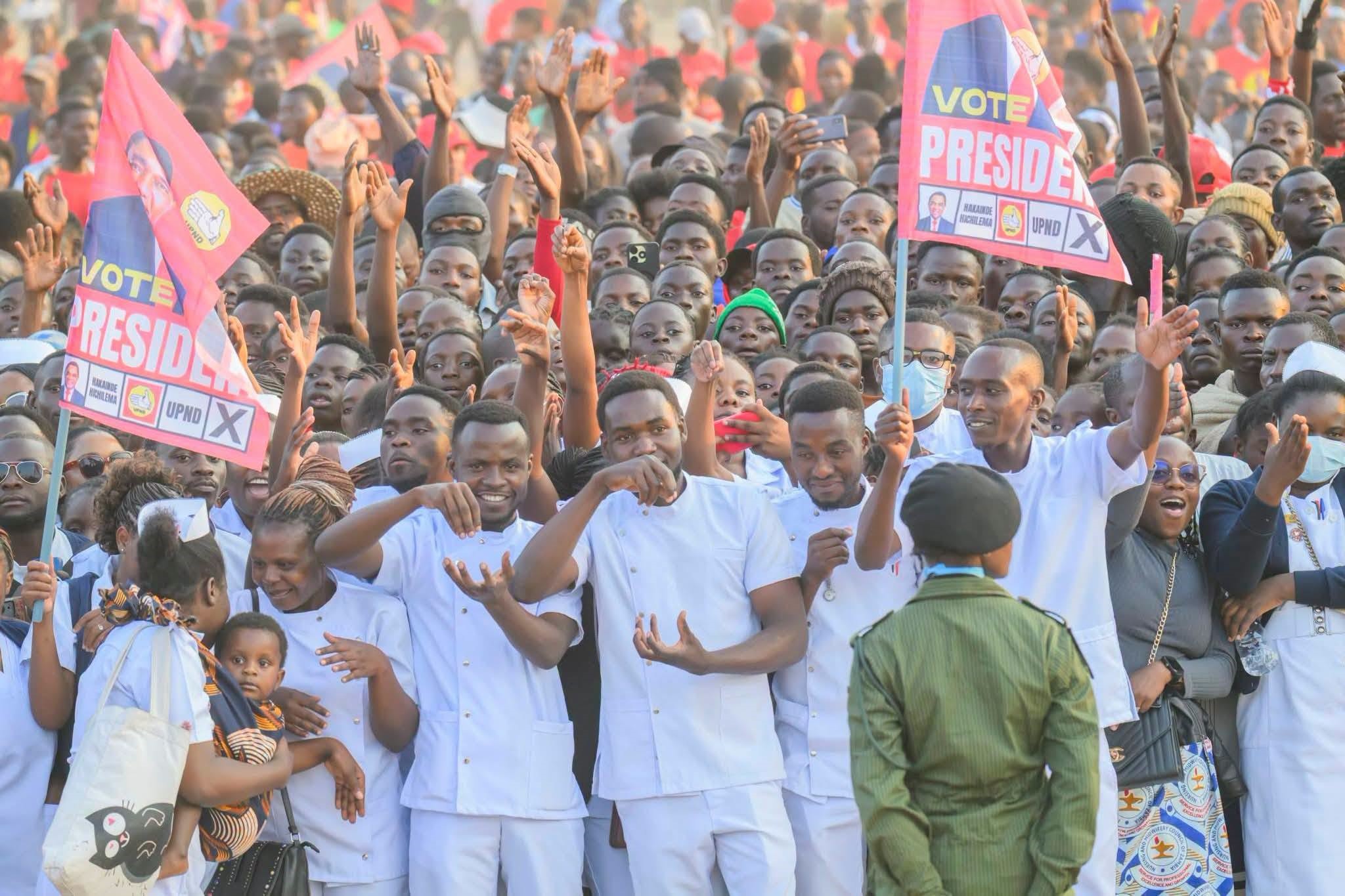 Hichilema directs recruitment of volunteer health and education workers who attended Mwense rally