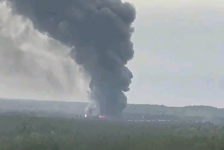 A RUSSIAN ROCKET-ENGINE PLANT BURNS 1,500 KILOMETERS FROM UKRAINE
