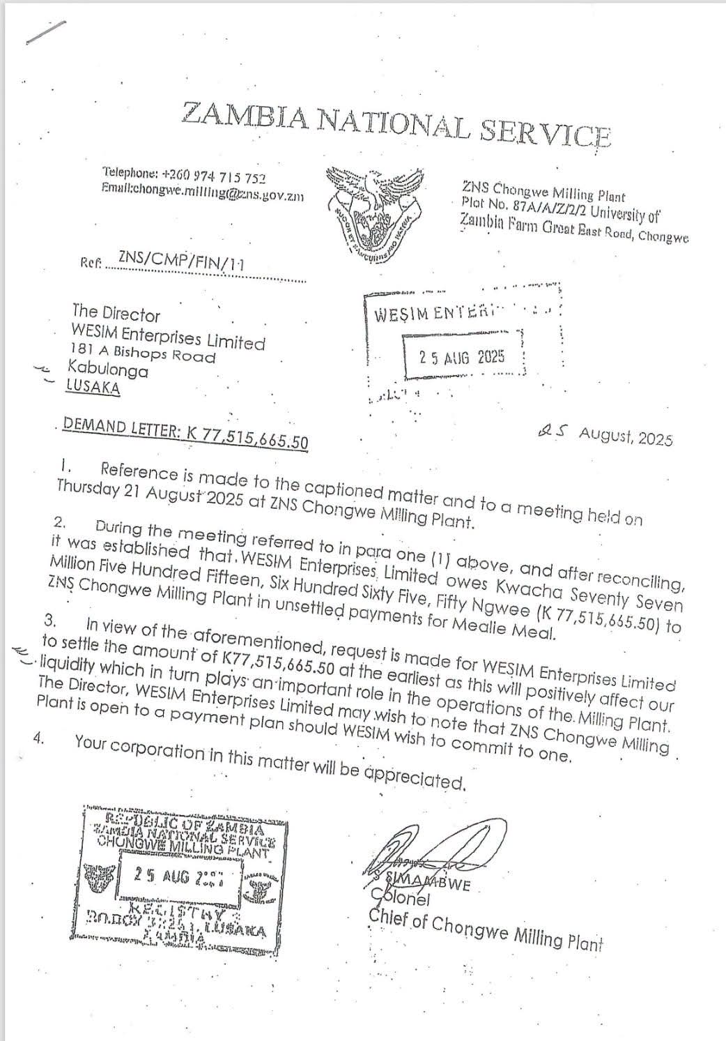FRA dodges questions on leaked K77 million unpaid debt claims