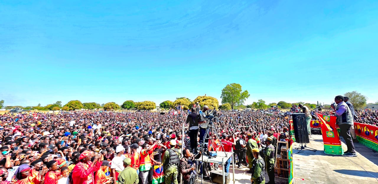 Hichilema pledges more development for Shangombo, urges voters to turn out Aug. 13